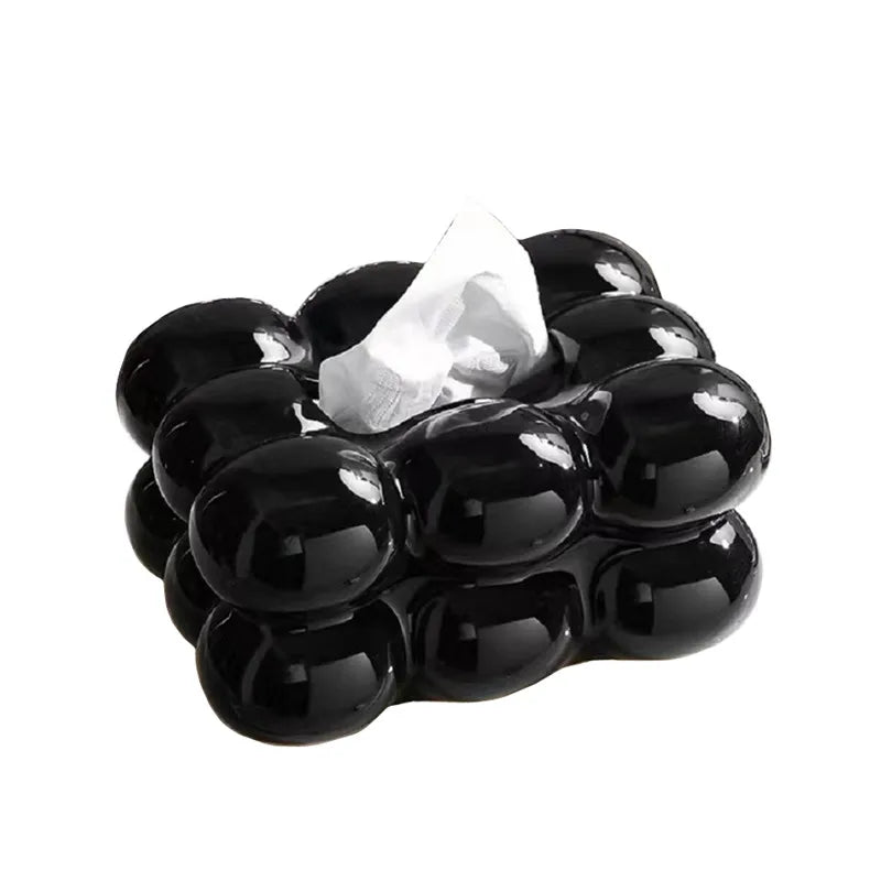 Ceramiczne pudełko na chusteczki z szufladką – w stylu waty cukrowej