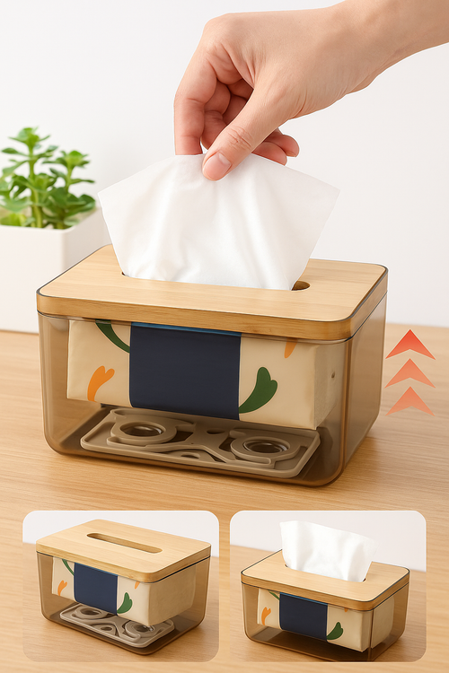 Automatyczny, sprężynowy pojemnik na chusteczki – wewnętrzna tacka do użytku w samochodzie i kuchni