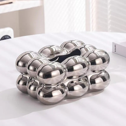 Ceramiczne pudełko na chusteczki z szufladką – w stylu waty cukrowej